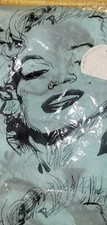 Marilyn Monroe Blue And Black Long Lighweight Scarf NIP 28 X 66"