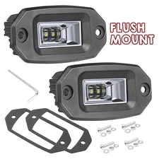 2X 4" Flush Mount LED Pods Work Light Bar Flood Driving Reverse Off Road UTV 12V