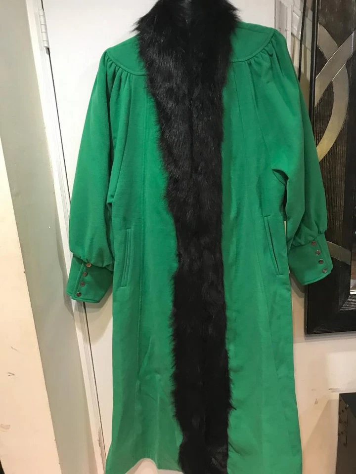 Abrigo largo con ribete de piel sintética esmoquin de invierno para mujer más etiqueta M y ajuste L XL Foto 2 de 4