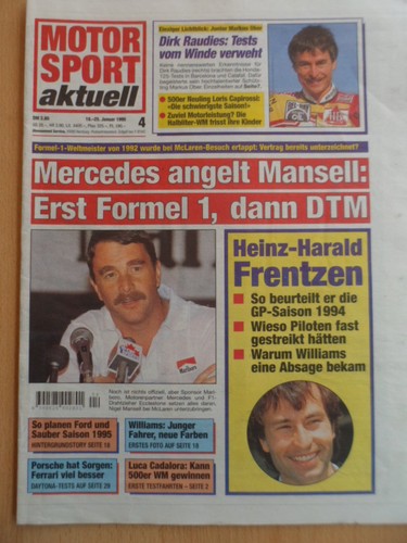 MOTOR SPORT aktuell 18-25.1. 4 - 1995 Mansell Mercedes Dirk Raudies Frentzen