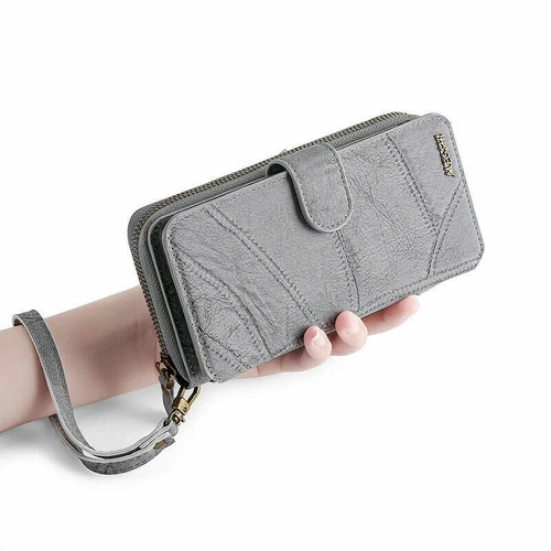 Luxury Leather Wallet Zip Coin Purse Card Flip Case For iPhone 16 Pro 15 14 13 - Picture 8 of 10