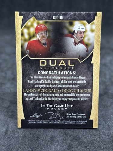 2022-23 Leaf Lanny McDonald & Doug Gilmour Dual Patch Auto 3/3 - Picture 2 of 2