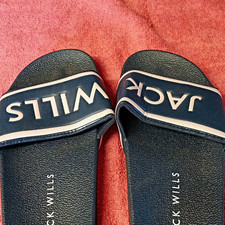 Jack Wills Harvey Slider Navy Logo Slip-On Sandals Synthetic UK 5-6