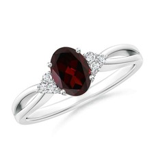 Easter Deal Sterling Silver Garnet Gemstone New Solitaire with Accents Ring