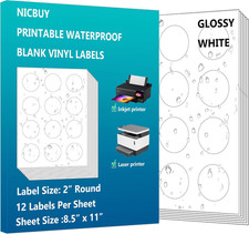 Printable round Labels 2 Inch Glossy White Circle Labels Stickers 240 Labels Wat