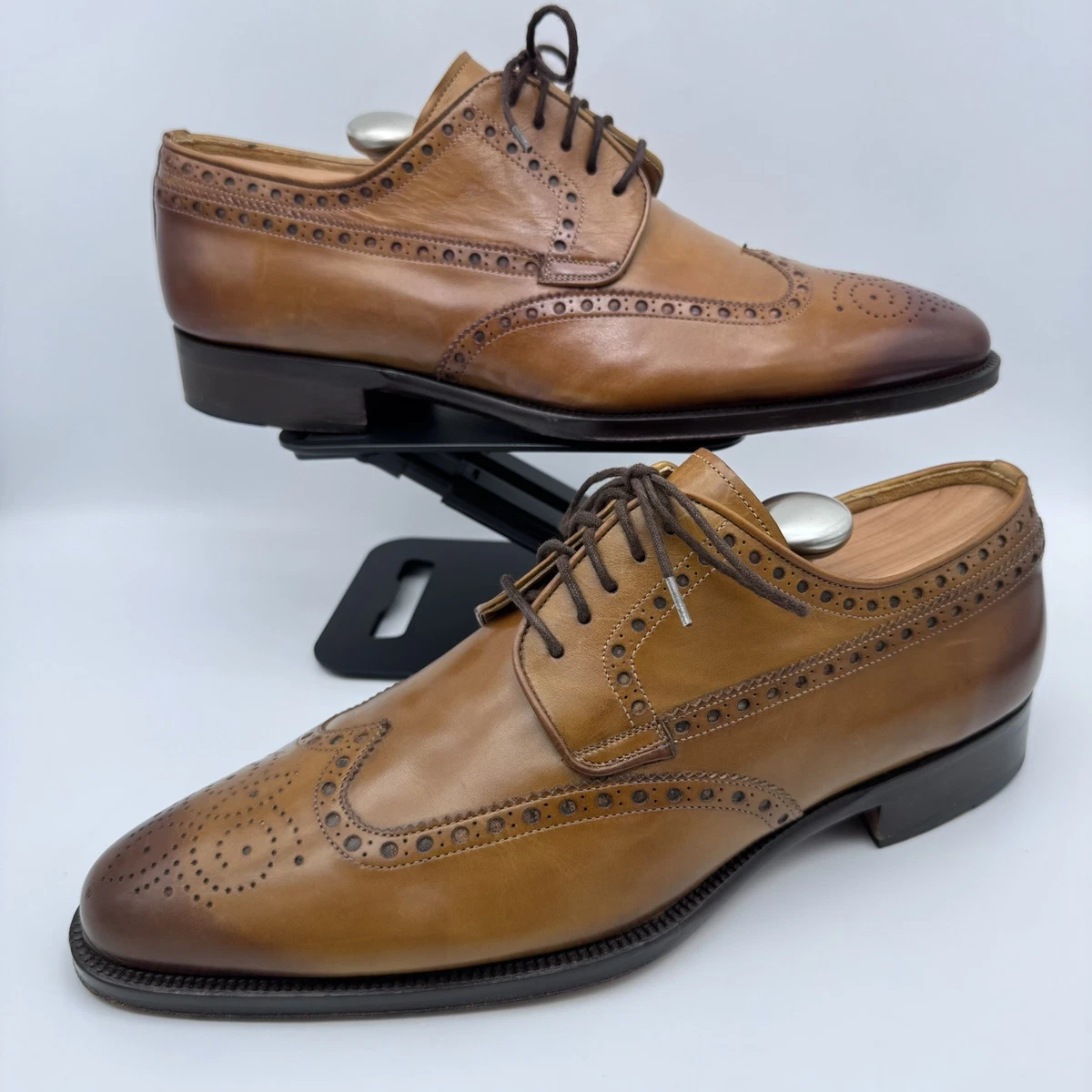 MAGNANNI Wing Tip Leather Brown Mens 7.5 M Oxford Shoes Magnanni wing tip brown leather almond toe loafers men\ main image 2