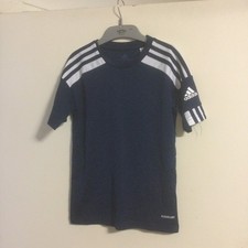 Adidas Unisex Kids Blue & White  Top T Shirt Size 7-8 years Primegreen Aeroready