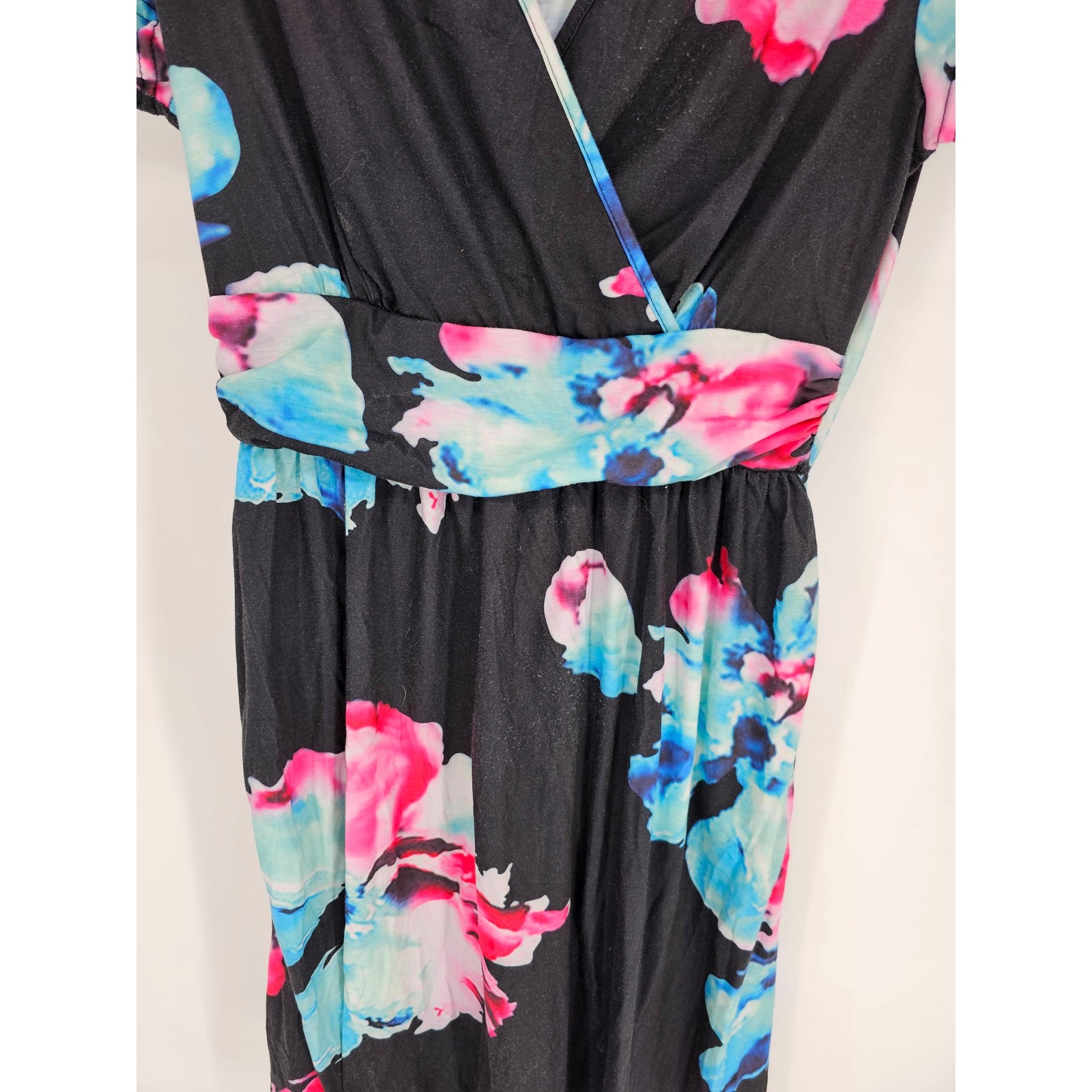 Ouges Women's Short Sleeve Multicolor Floral Wrap… - image 2