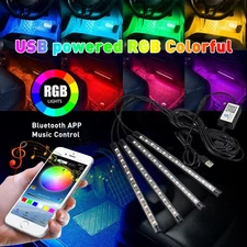 4X RGB Colored USB LED Glow Interior Car Kit Under Dash Foot Floor Seat Light