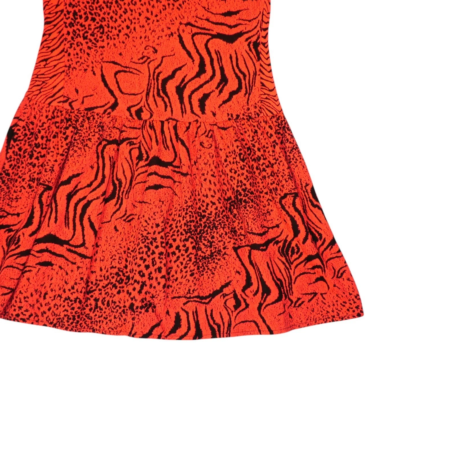 UNDERCOVER Abito Victorias Secret Fit Svasato Maglia Donna S Arancione Stampa Animalier Grande Gatto Zebra