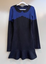 Nasty Gal Blue & Black Long Sleeve Knit Mini Dress XS, Made in USA