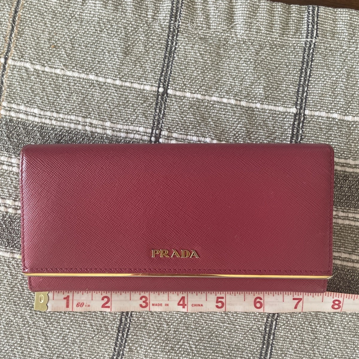 Prada Large Saffiano Leather Wallet, PINK Color, Pre-owned