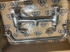 T&S Brass B-0221 Dbl pantry Sink Faucet, Manual, 12” Swing Nozzle