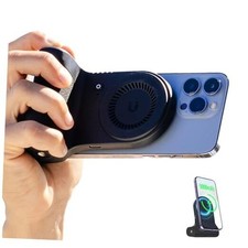 Magnetic Phone Stand Camera Grip with Wireless Charging  Bluetooth Black