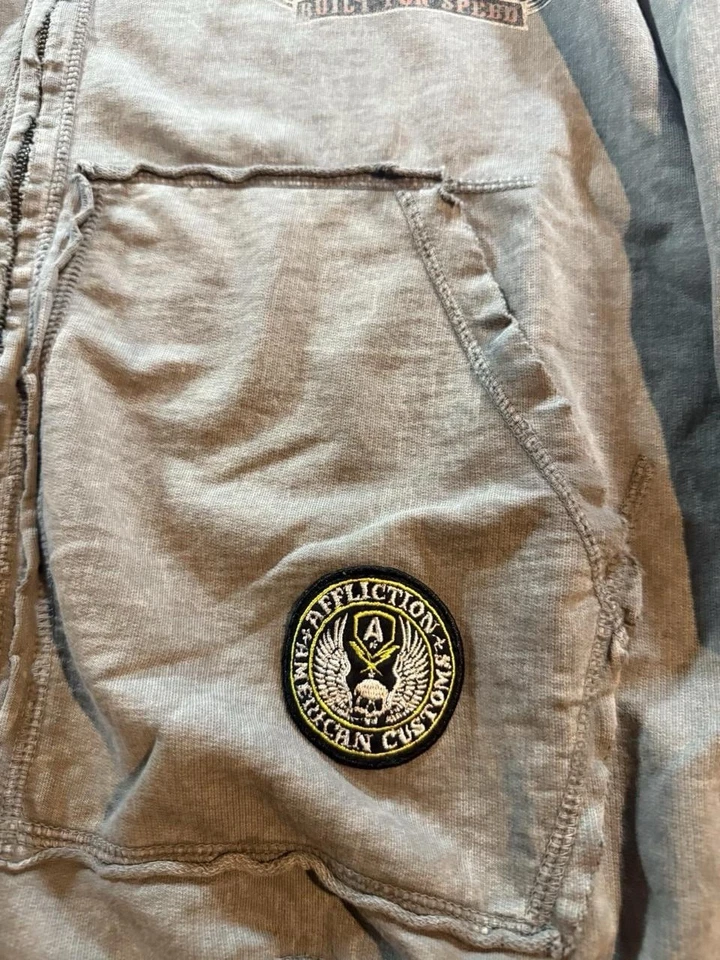 Sudadera con Capucha Y2K Affliction American Customs Talla XL Punk Grunge Emo Foto 3 de 4