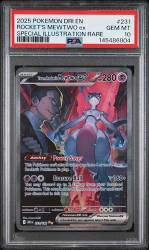 2025 POKEMON DRI SPECIAL ILLUSTRATION RARE #231 TEAM ROCKET'S MEWTWO EX PSA 10