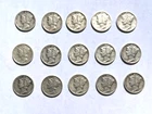Lot of 15 Nice Mercury (AKA "Winged Liberty Head") Dimes, 1937-1945