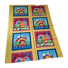 Vtg Disney Winnie Pooh Tigger Fabric Rainbow Yellow, Square Panels, 1.5 Yd x 45"