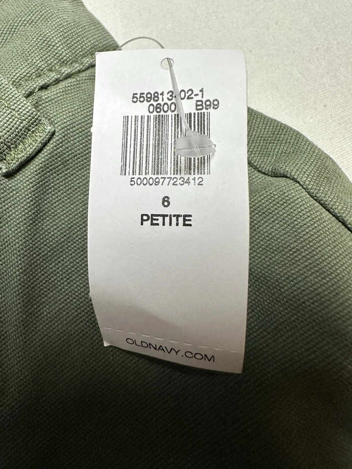 Nwt Old Navy Wide Leg Pants Canvas High Rise Crop Green 6p Stretch Baggy - Image 2 of 4