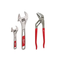 6 in. and 10 in. Adjustable Wrench with 10 in. Smooth Jaw Plier (3-Pieces)