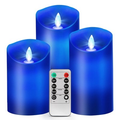 Blue Flame Candles (Blue LED Light Source), Moving Wick Design, Real Wax/Batt...
