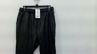 HUE Women's Faux Leather Jogger Pants Sz Medium Black