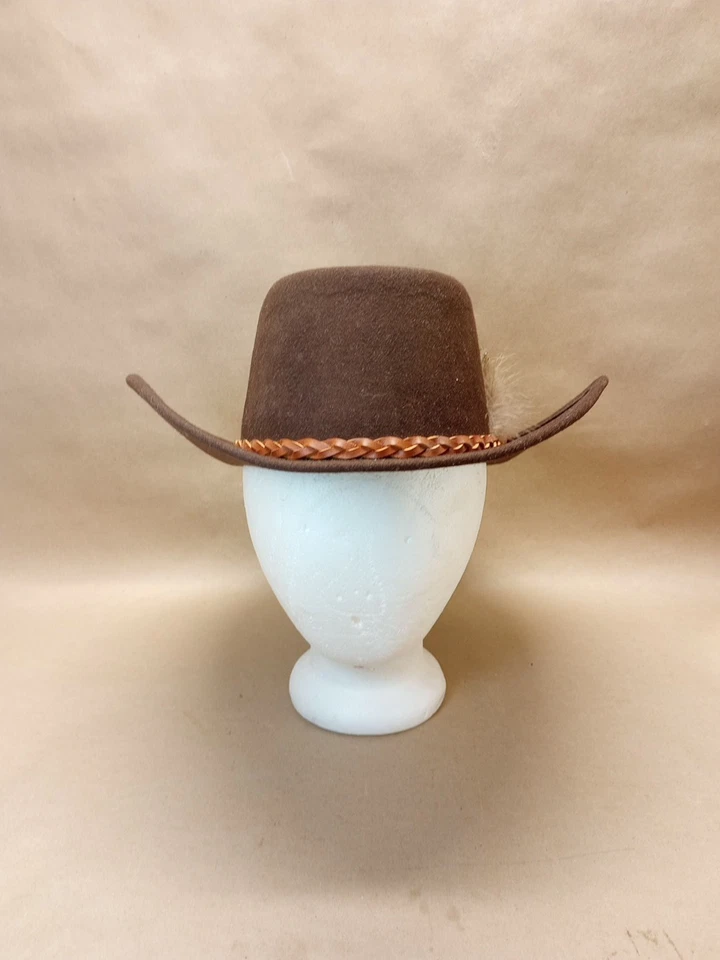Sombrero de Vaquero Marrón Coburn 100% Lana WPL5923 Talla 7 con Banda de Sombrero de Cuero y Pluma Foto 2 de 4
