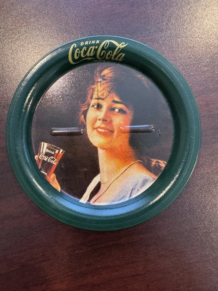 Lot of 4 (3.5" Diameter) Green COCA-COLA Metal Drink Coasters - Image 3 of 4