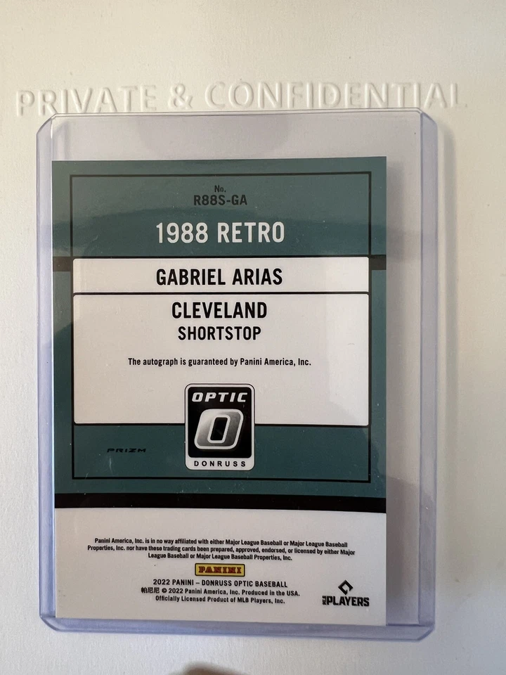 GABRIEL ARIAS 2022 PANINI OPTIC DONRUSS SILVER HOLO AUTO CLEVELAND GUARDIANS - Image 2 of 2