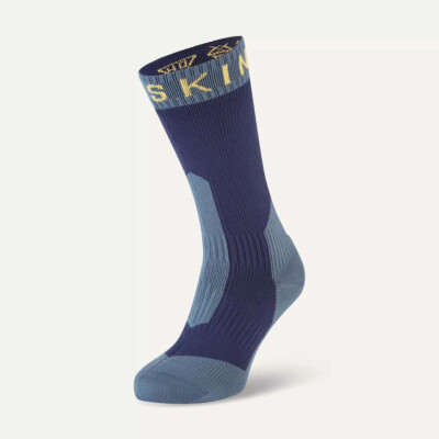 SealSkinz Stanfield wasserdichte mittellange Socken für extrem kaltes Wetter - marineblau/gelb