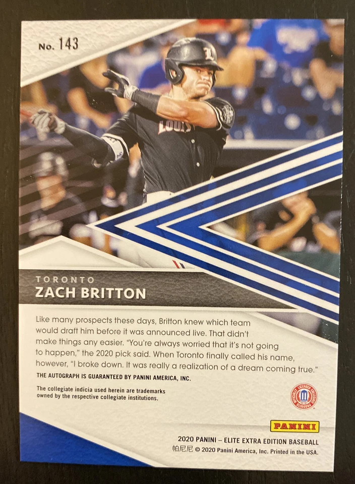 2020 Elite Extra Edition #143 Zach Britton AUTO Toronto Blue Jays - Image 2 of 2