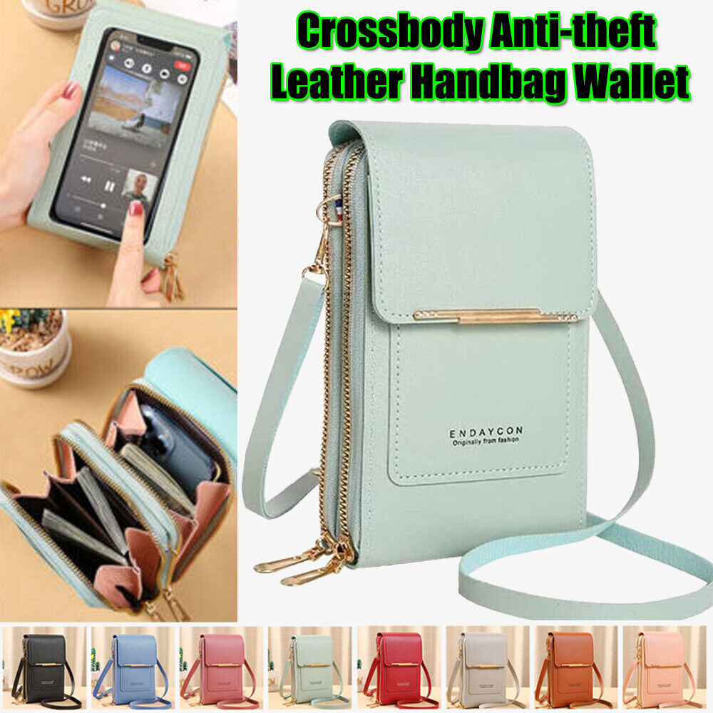 Anti-theft Touch Screen Mobile Phone Bag Leather Crossbody Handbags Shoulder Bag