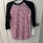 NWT LulaRoe DISNEY Ariel Little Mermaid Randy Tee Shirt Small/S Pink/black