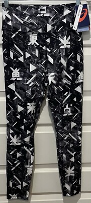 Asics Women s D1 Reflective Tight Fit -Future Tokyo AOP- Size M Leggings New
