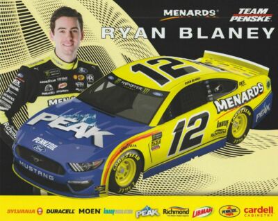 2019 RYAN BLANEY  PEAK MENARDS PENSKE  #12 NASCAR MONSTER ENERGY POSTCARD
