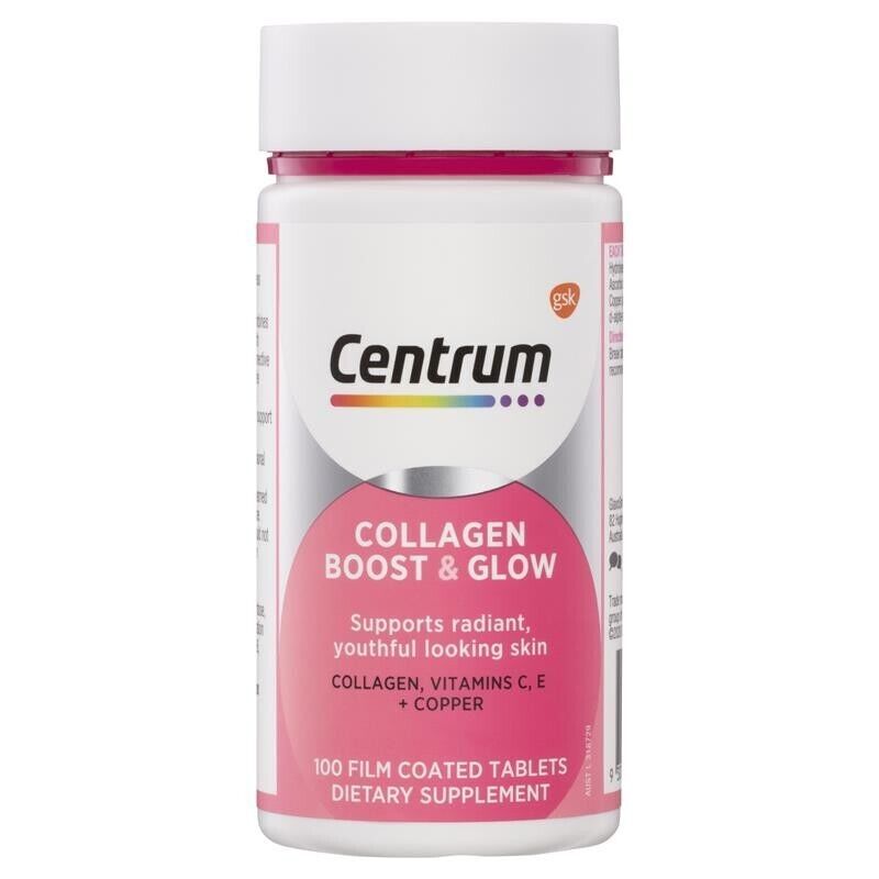 Centrum Collagen Boost & Glow Collagen, Vitamins C, E + Copper 50 & 100