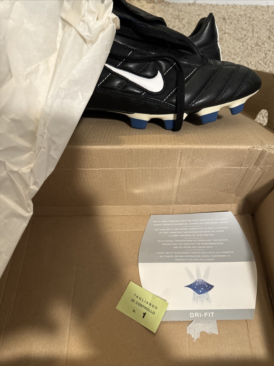 Nike Tiempo Premier Black White & Blue US 10 UK 9 Hand Made