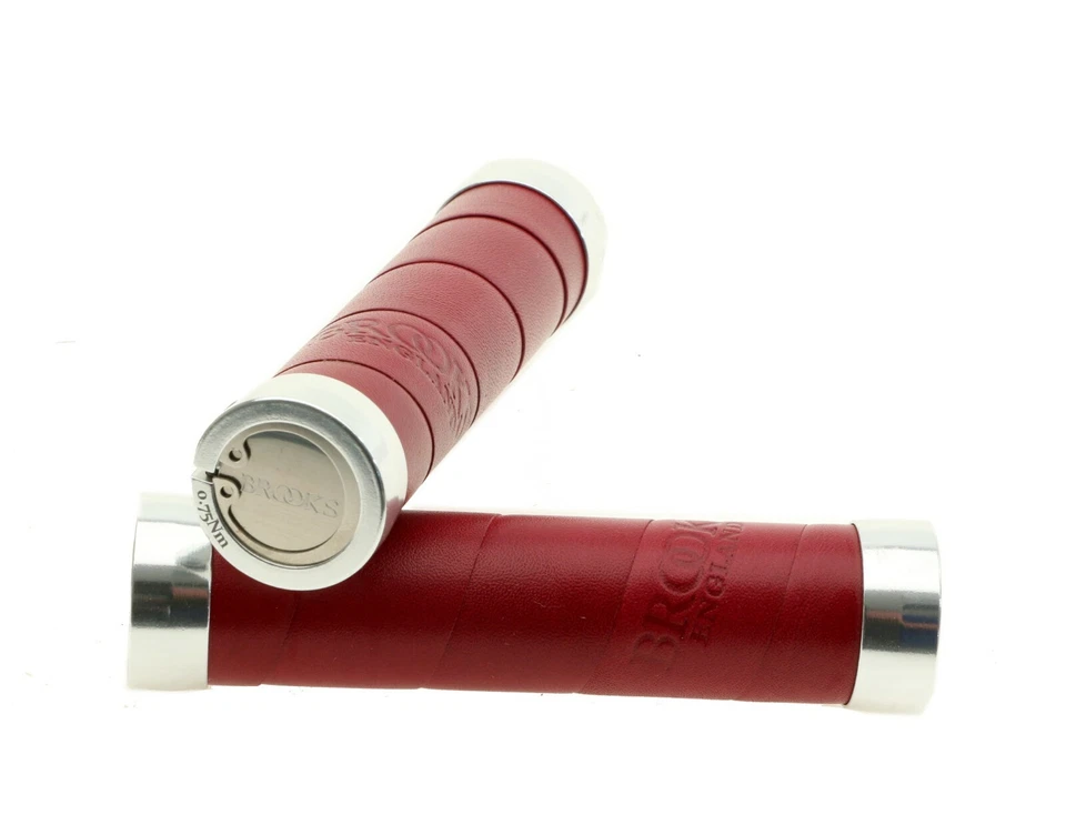 Brooks Slender Leather Grips 130mm Maroon Bike Grips Pair Italy NEW in Box - Image 2 of 4