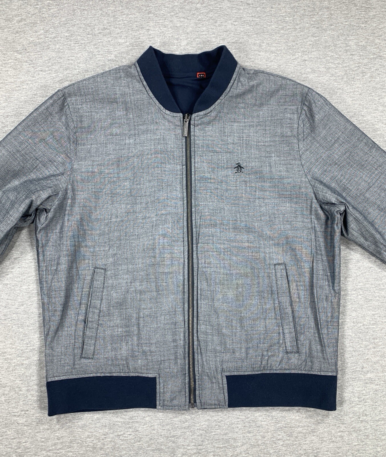 $175 Original Penguin Men's Reversible Full Zip Jacket Navy Gray Men's Large image 4