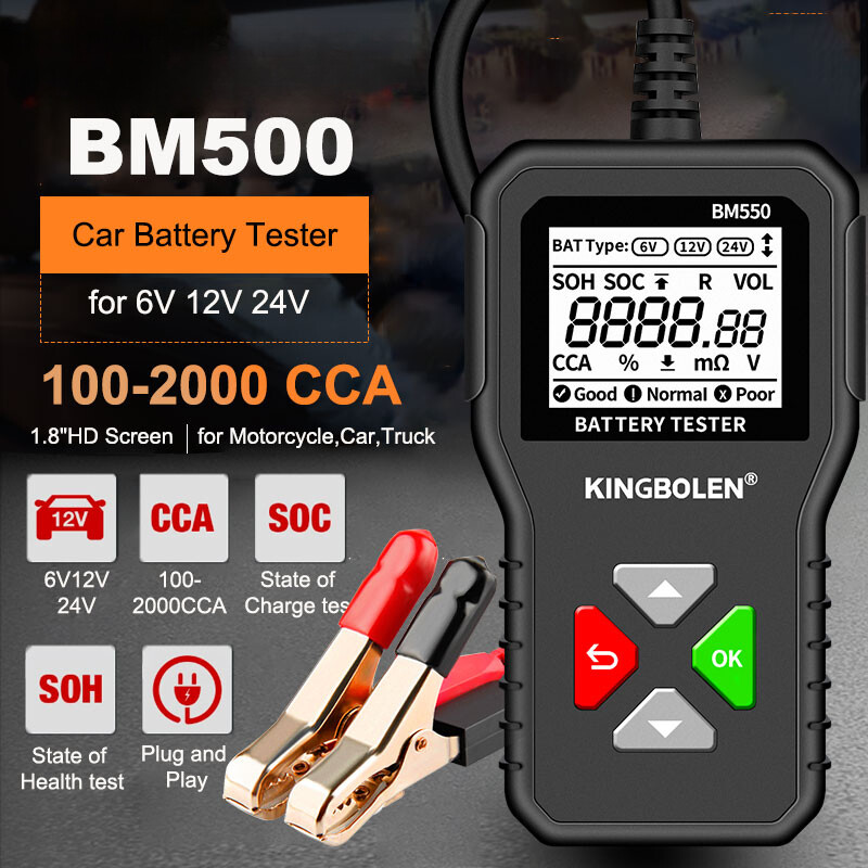 Car Battery Tester BM550 6V 12V 24V 100-2000CCA 2Ah-220Ah Battery System Detect