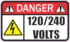 5in x 3in Danger Sticker 120/240 Volts Decal Stickers Decals -