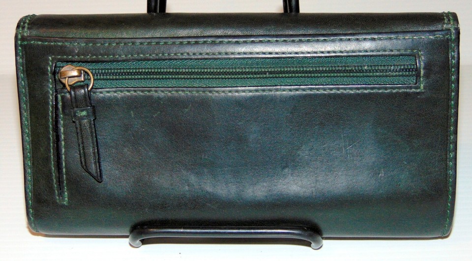 Coach Hunter Green Leather Wallet with Check book Insert eBay