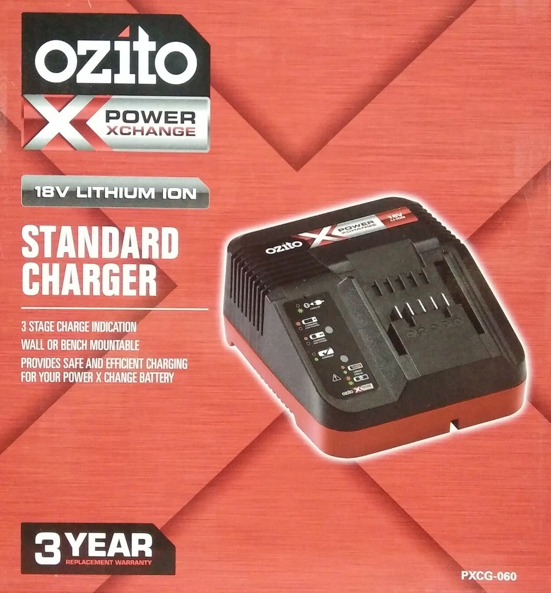 Ozito Power X Change 18V Lithium Battery Standard Charger Charge