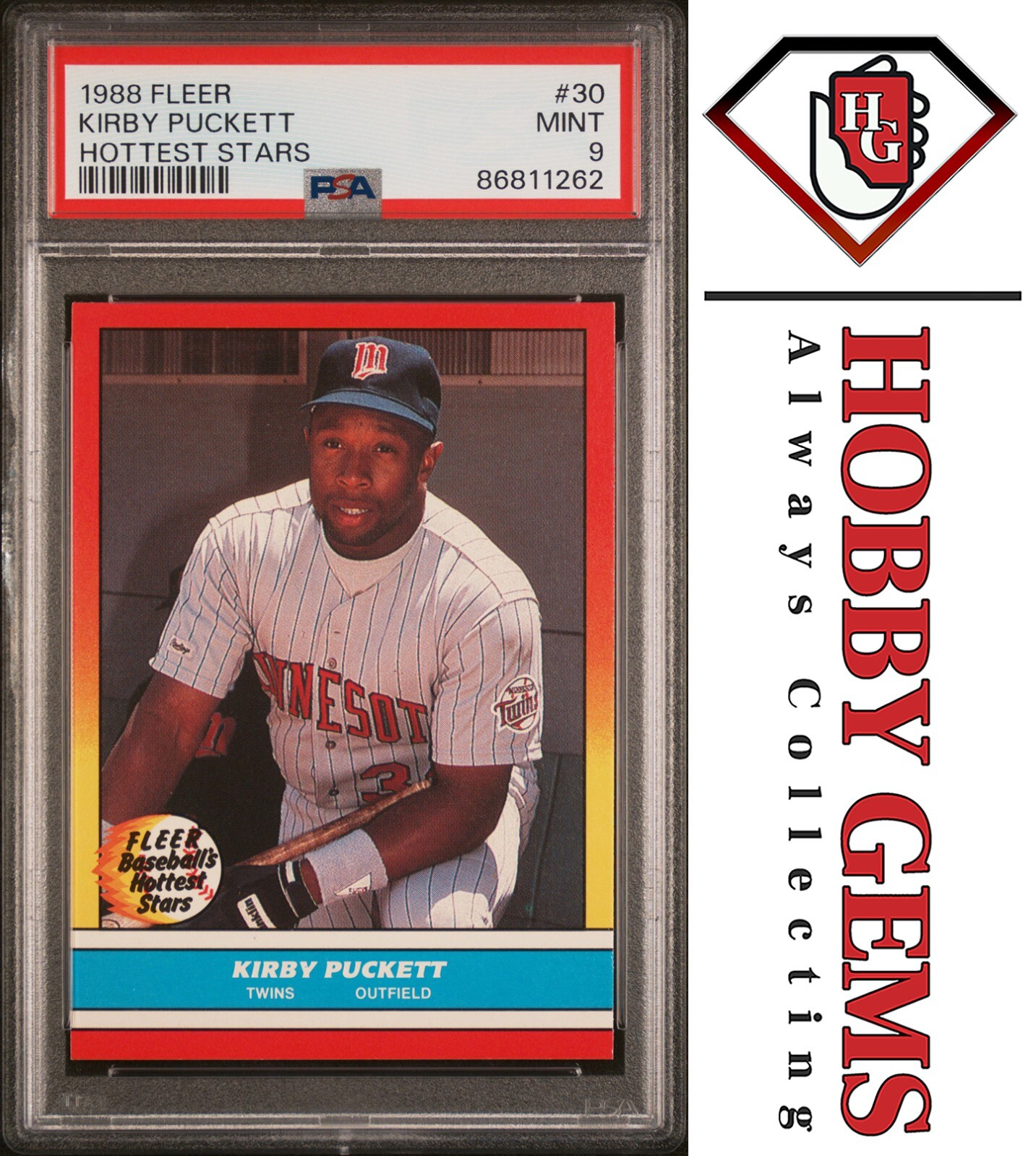 KIRBY PUCKETT PSA 9 1988 Fleer Hottest Stars #30