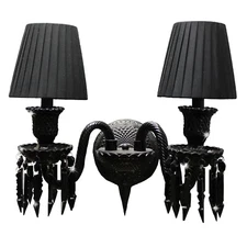 Crystal Wall Sconce Light Fixture Black Lamp Shades Dining Room Bathroom Bedroom