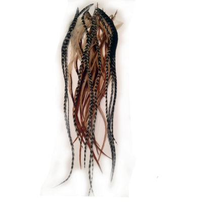 25pc NATURAL MIX 100% WHITING GRIZZLY / wholesale Feather hair extensions SALE:)