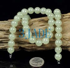 20 1/4" Natural Hetian Nephrite Jade Beads Necklace Jewelry, w/ Certificate