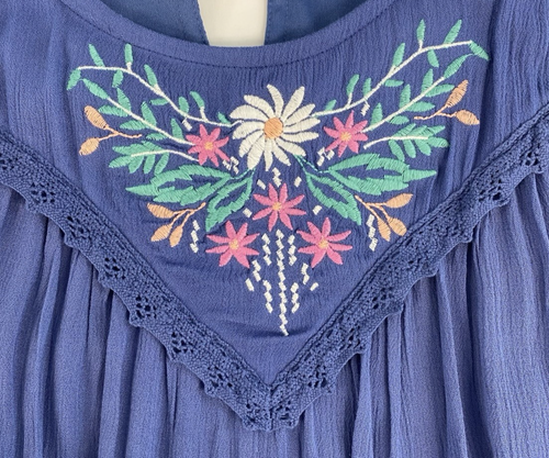 Mudd Blue Floral Embroidered Size 14 Sundress New Girls 16 - Picture 6 of 6