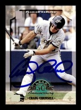 CRAIG COUNSELL SIGNED 1998 LEAF 50TH ANNIVERSARY #6 FLORIDA MARLINS ON-CARD AUTO