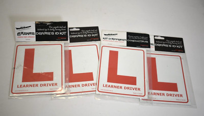 Learner Drivers ID Kit Car Magnet Red & White Rear Decal Dashboard Sign Lot of 4
